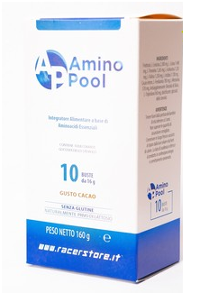 AMINO POOL RACER INTEGRATORE ALIMENTARE DI AMINOACIDI 10 BUSTE GUSTO CACAO