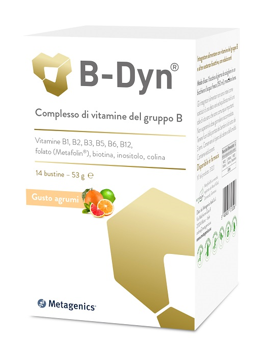 B-DYN INTEGRATORE ALIMENTARE COMPLESSO VITAMINE DEL GRUPPO B 14 BUSTINE GUSTO AGRUMI