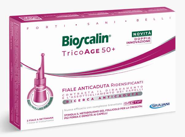 BIOSCALIN TRICOAGE DONNA 50+ FIALE ANTICADUTA RIDENSIFICANTI 8 FIALE 1 MESE