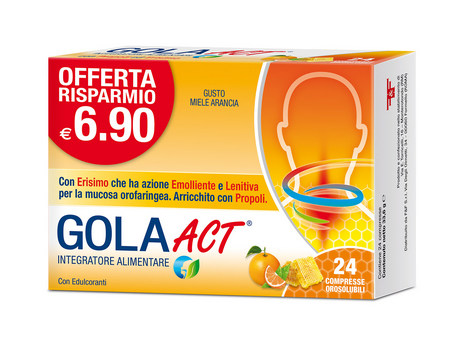 GOLA ACT 24 COMPRESSE OROSOLUBILI GUSTO MIELE ARANCIA