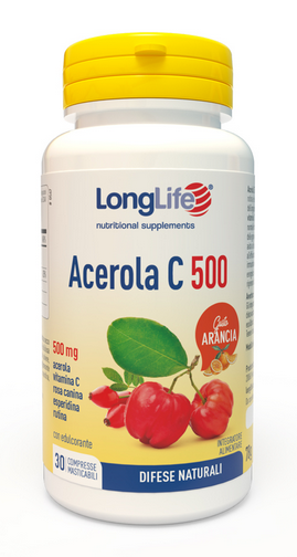 LONGLIFE ACEROLA C500 GUSTO ARANCIA 30 COMPRESSE MASTICABILI