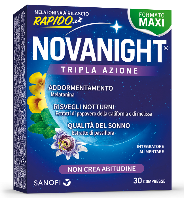 NOVANIGHT TRIPLA AZIONE MELATONINA PASSIFLORA 30 COMPRESSE