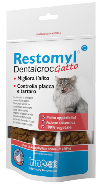 RESTOMYL DENTALCROC GATTO MIGLIORA L’ALITO CONTROLLA PLACCA E TARTARO 60g