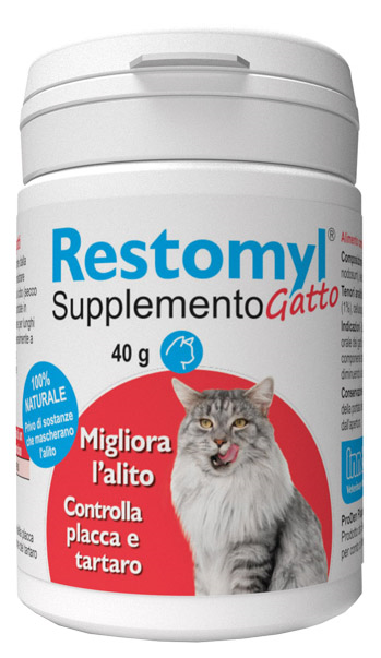 RESTOMYL SUPPLEMENTO GATTO MIGLIORA L’ALITO CONTROLLA PLACCA E TARTARO 40g