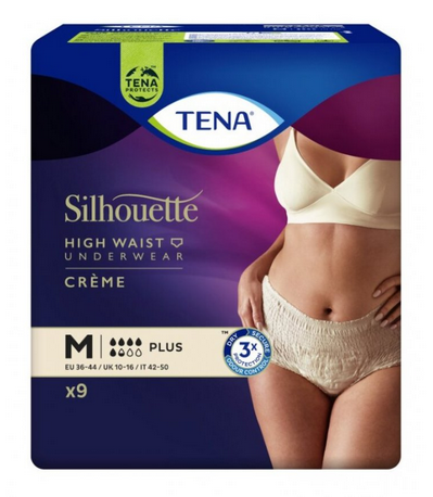 TENA SILHOUETTE PLUS CREME VITA ALTA MUTANDINE ASSORBENTI TAGLIA M 9 PEZZI